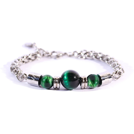 Bracciale uomo in acciaio a gancio con pietre
