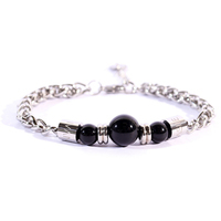 bracciale uomo in acciaio a gancio con pietre