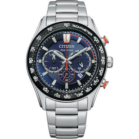 Orologio Crono Eco Drive Citizen Aviator nero/blu