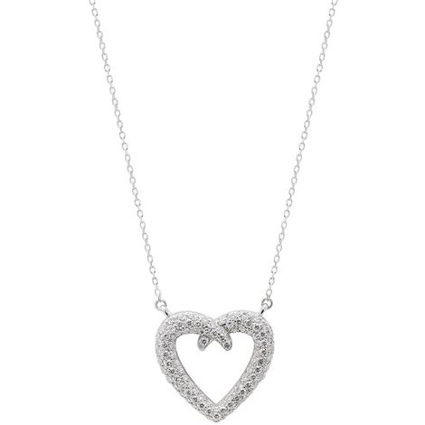 Catena cuorein oro 9KT bianco con diamanti