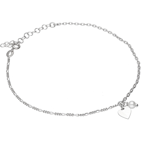 Cavigliera in argento 925 con cuore e perla