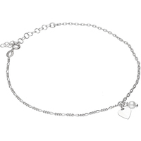 cavigliera in argento 925 con cuore e perla