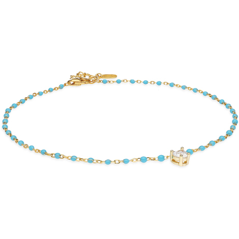 Cavigliera in argento 925 con perline azzurre