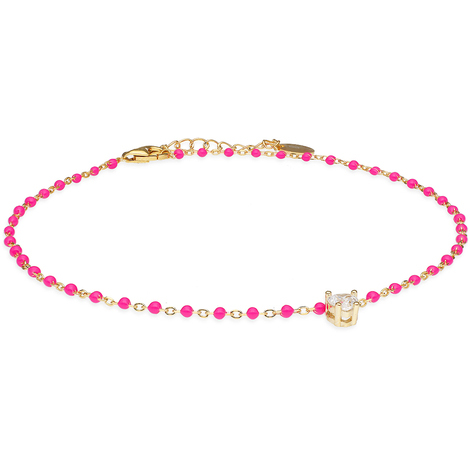 Cavigliera in argento 925 con perline fucsia