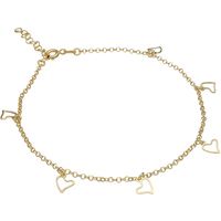 cavigliera in argento 925 gold con cuori