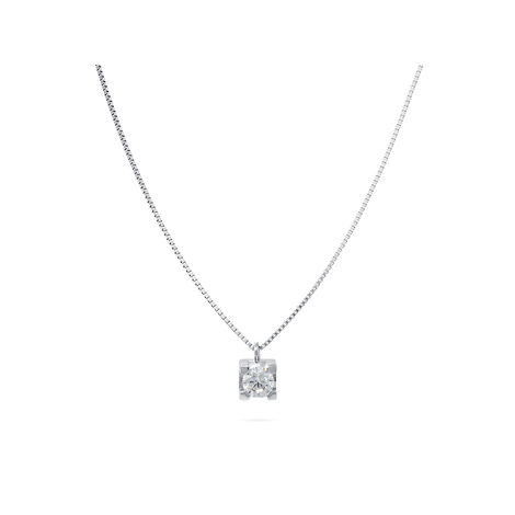 Collana in oro bianco con diamante 0,20Ct