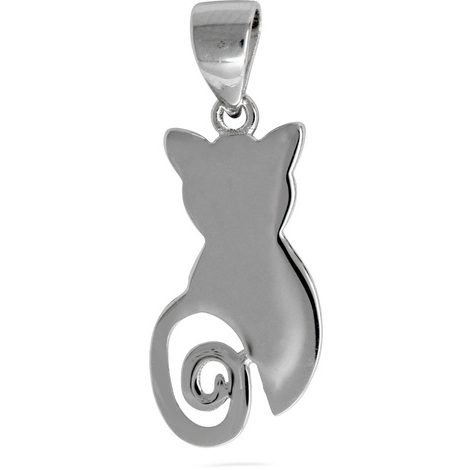 Ciondolo a forma di gatto in argento 925 