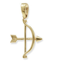 ciondolo arco con freccia in oro 9 kt