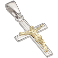 ciondolo croce con cristo bicolore in argento 925