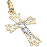 ciondolo croce cristo bicolore in oro 9kt sarnioro