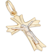 ciondolo croce cristo bicolore in oro 9kt sarnioro