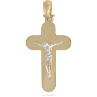 ciondolo croce cristo bicolore in oro18kt sarnioro