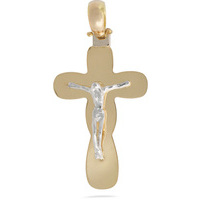ciondolo croce cristo bicolore in oro18kt sarnioro