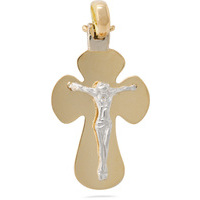 ciondolo croce cristo bicolore oro 18kt sarnioro