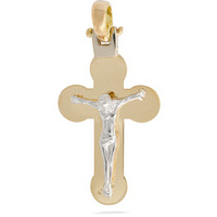 ciondolo croce cristo bicolore oro 18kt sarnioro