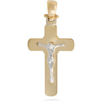 ciondolo croce cristo bicolore oro 18kt sarnioro