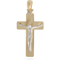 ciondolo croce cristo bicolore oro 18kt sarnioro
