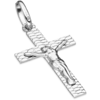 ciondolo croce cristo in oro bianco 9kt sarnioro