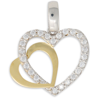 ciondolo in oro 18 kt cuori e zirconi
