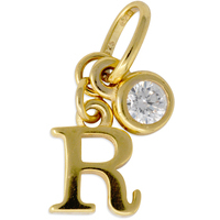 ciondolo in oro 9 kt con iniziale lettera r