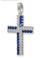 ciondolo in oro 9 kt con zirconi bianchi e blu