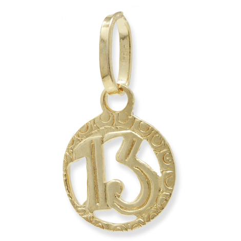 Ciondolo in oro 9 Kt numero angelico 13