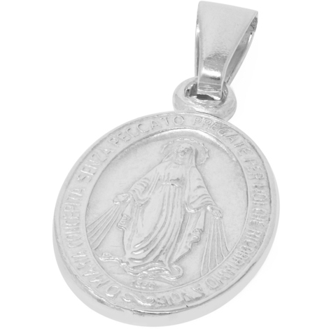 Ciondolo medaglia miracolosa in oro bianco 9Kt