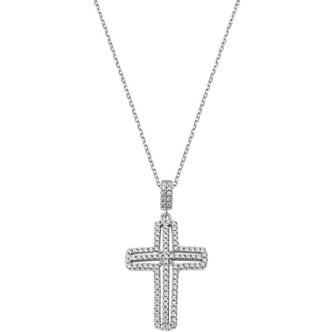 Collana Amen in argento con croce e zirconi 