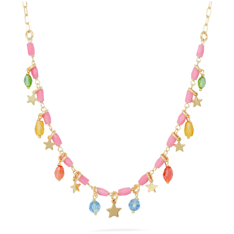 Collana argento 925 gold pietre colorate e charms
