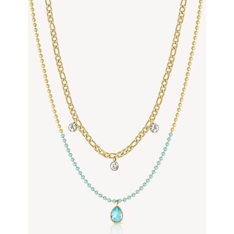 Collana Brosway IKEBANA BKE08 in acciaio 316Le pvd oro con cristalli baguette - Danna Store Gioielleria