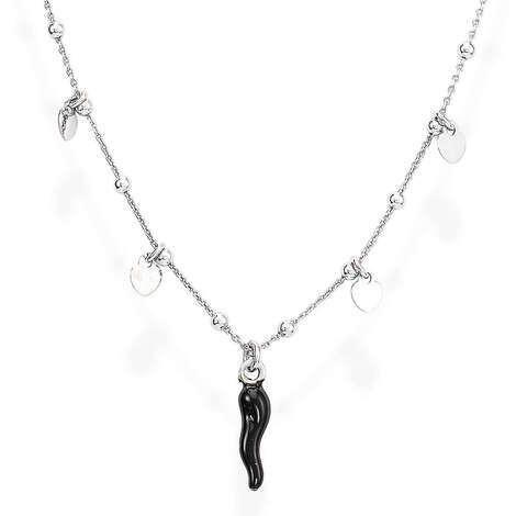 Collana Con Cuore E Cornetto In Argento Da Donna Di Amen
