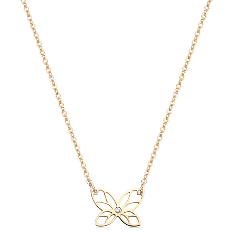 Collana con farfalla e zircone in acciaio S'agapò