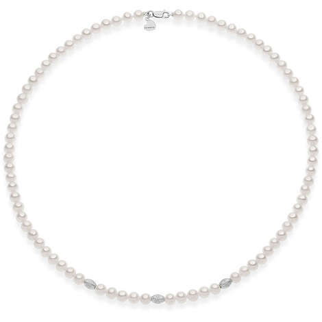 Collana Con Perle In Oro Bianco Di Comete Da Donna