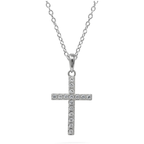 Collana croce centrale in argento 925 e zirconi