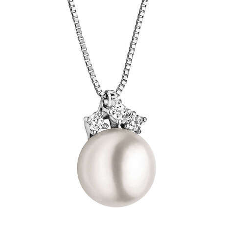 Collana Da Donna Di Comete In Oro Bianco E Una Perla