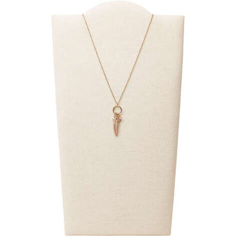 Fossil Collana In Acciaio Inossidabile Per Donna - Bracciale Con Placchetta Lucida, Lunghezza 19 Cm + 2 Cm, Chiusura A Moschettone, In Tin Box