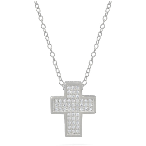 Collana donna in argento 925 con croce centrale
