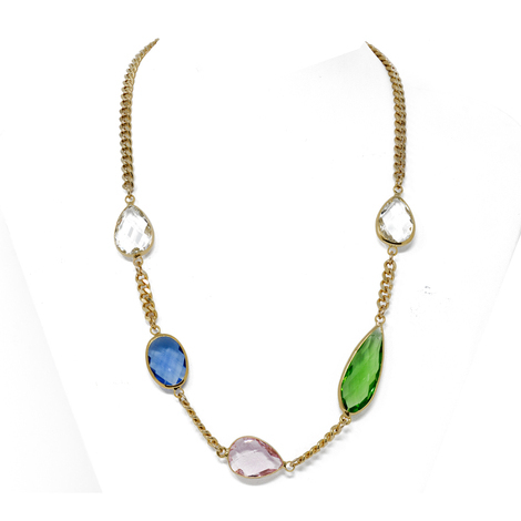 Collana Evita in ottone con cristalli colorati