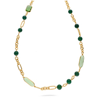 collana evita in ottone con perle verdi