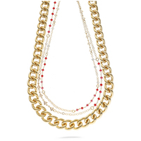 collana evita in ottone gold con perline rosse