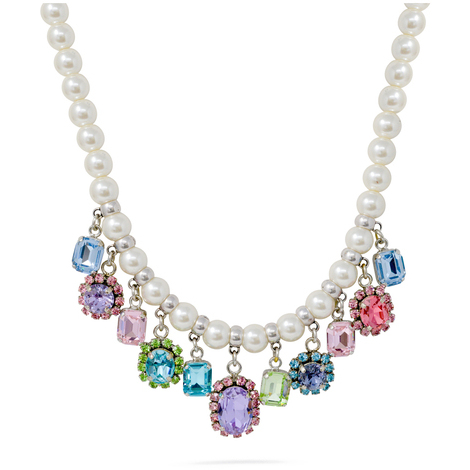 Collana filo di perle con pietre multicolor Evita