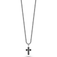 collana in acciaio con croce e zirconi liujo 