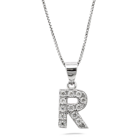 Collana in argento 925 con lettera R