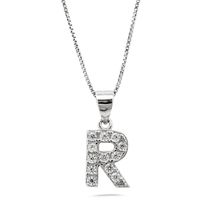 collana in argento 925 con lettera r