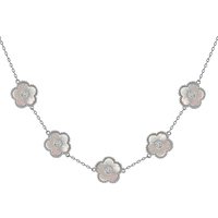 Collana Tuscany Silver In Argento Sterling 925 Placcato Rodio, Pendente Fiore Con Zirconia Cubica, Lunghezza 46 Cm, Regalo In Confezione Elegante