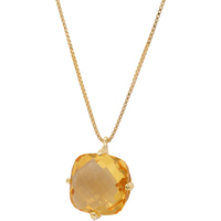 collana in oro 9 kt con quarzo color paglierino