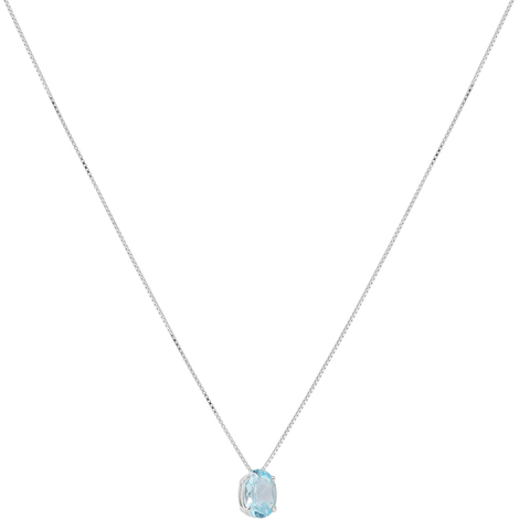 Collana in oro 9Kt con cristallo centrale celeste 