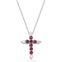 collana in oro 9kt con croce e diamanti eureka