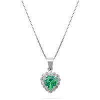 collana in oro 9kt con cuore centrale smeraldo 