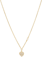 collana in oro 9kt cuore con cristalli e perla